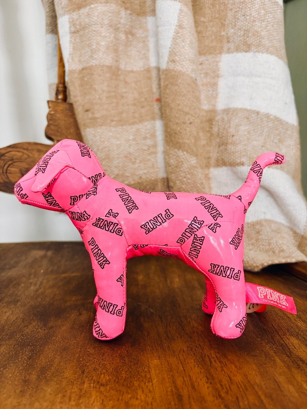 Victoria's Secret PINK Vinyl, Dog, Collectable‎ Plush Dog, Preowned Condition